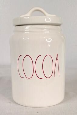Rae Dunn Artisan Collection "Cocoa" Canister 6 1/2" Tall Farmhouse Shabby Chic